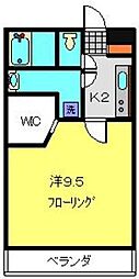 ライフモリ6号館 1Kの間取図画像