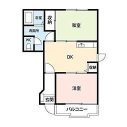 パインヴェール 2DKの間取図画像