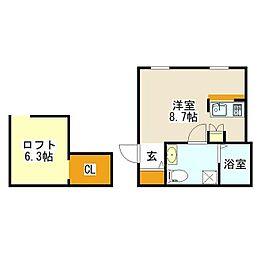 プリマガーデン穂の香弐番館 ワンルームの間取図画像