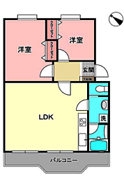 シーフロントハイツ 2LDKの間取図画像