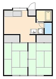 コーポイブカA棟 2DKの間取図画像