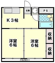 松ビル 2DKの間取図画像
