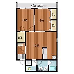 イーハトーヴ 2LDKの間取図画像