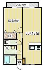 ハイツ・ホワイトヒルズ 1LDKの間取図画像