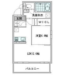 ラ・ヴァルール 1LDKの間取図画像