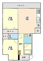 ルレーブ蟻ケ崎 1SLDKの間取図画像