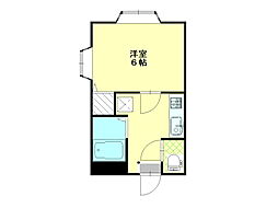 レジデンスフルハタ 1Kの間取図画像