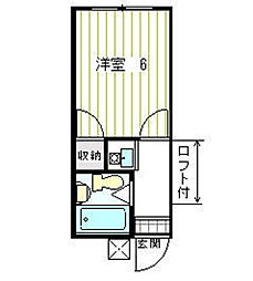 メゾン岡の宮B棟 1Kの間取図画像