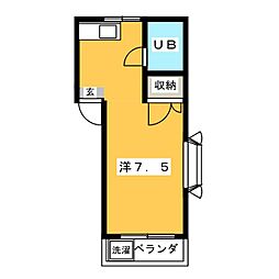 カーサマドンナ 2階ワンルームの間取り