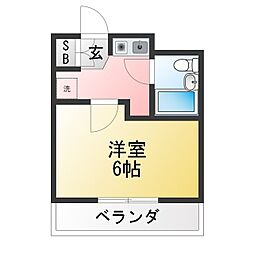リヴィエール向原 1Kの間取図画像