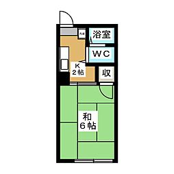 シティハイムクレドール 1Kの間取図画像