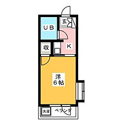 パールハイム 1Kの間取図画像