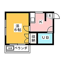 グレイスコンパート 1Kの間取図画像