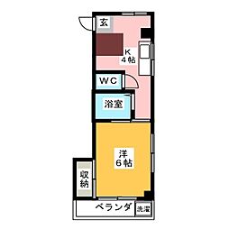コーポ大塚 5階1Kの間取り