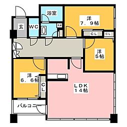 レジディアタワー上池袋タワーサイド 3LDKの間取図画像