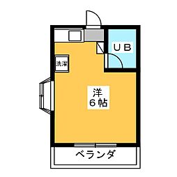 ヴィラあずさ ワンルームの間取図画像