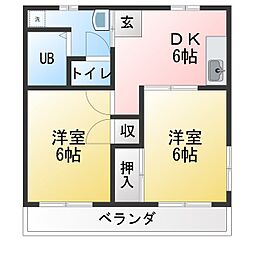 タウンコート高橋 2DKの間取図画像