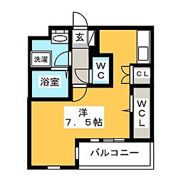 ラドゥセール巣鴨East ワンルームの間取図画像