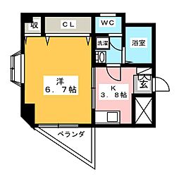フローラ東池袋 1Kの間取図画像