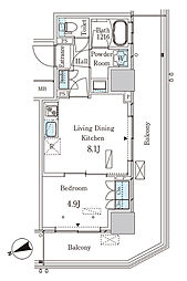 パークアクシス大塚ステーションゲートタワー 1LDKの間取図画像