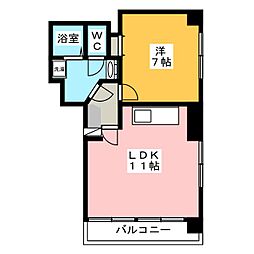 山口第二ビル 1LDKの間取図画像