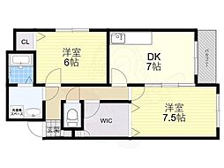 稗田マンション 2DKの間取図画像
