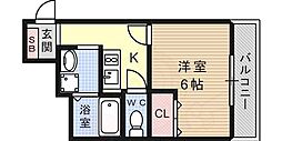 ラムール六甲山ノ手 1Kの間取図画像