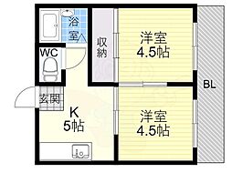 ファミネス芦屋 2Kの間取図画像
