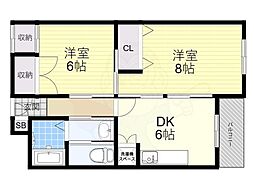 稗田マンション 2LDKの間取図画像