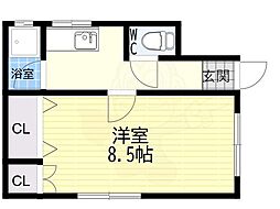 藤川文化 1Kの間取図画像