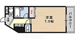西灘駅前ハイツ ワンルームの間取図画像