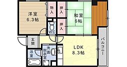 ロッソ王子 2LDKの間取図画像