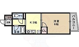 パレス六甲 1Kの間取図画像