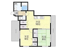 インテリアハシモトビル 2LDKの間取図画像