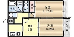 ハイツ西灘 2DKの間取図画像