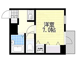 アパ六甲 1Kの間取図画像
