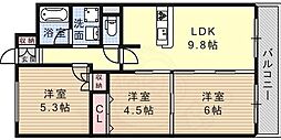 サンプラザ本山南 3LDKの間取図画像