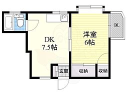 泉ハイツ 1DKの間取図画像