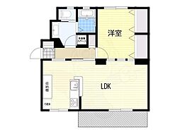 鶴甲コーポ14号館 1LDKの間取図画像