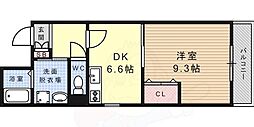 レジデンス赤坂 1DKの間取図画像