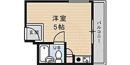 アルカディア六甲 ワンルームの間取図画像