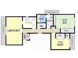 パーク・ノヴァ御影中町 2LDKの間取図画像