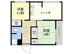 メゾン六甲 2DKの間取図画像