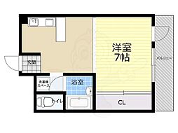 リッジヴィラ魚崎 ワンルームの間取図画像