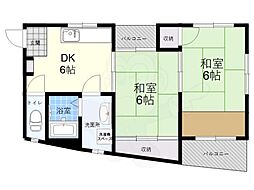 サン.ネ.岡本 2DKの間取図画像