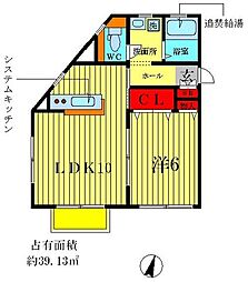 アートハイツ馬橋 1LDKの間取図画像