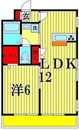 サンリーブA 1LDKの間取図画像