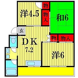 加藤コーポラス 3DKの間取図画像