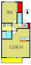 オベルジーヌB 1LDKの間取図画像