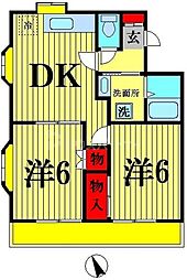 ラフィーヌ池田1番館 2DKの間取図画像